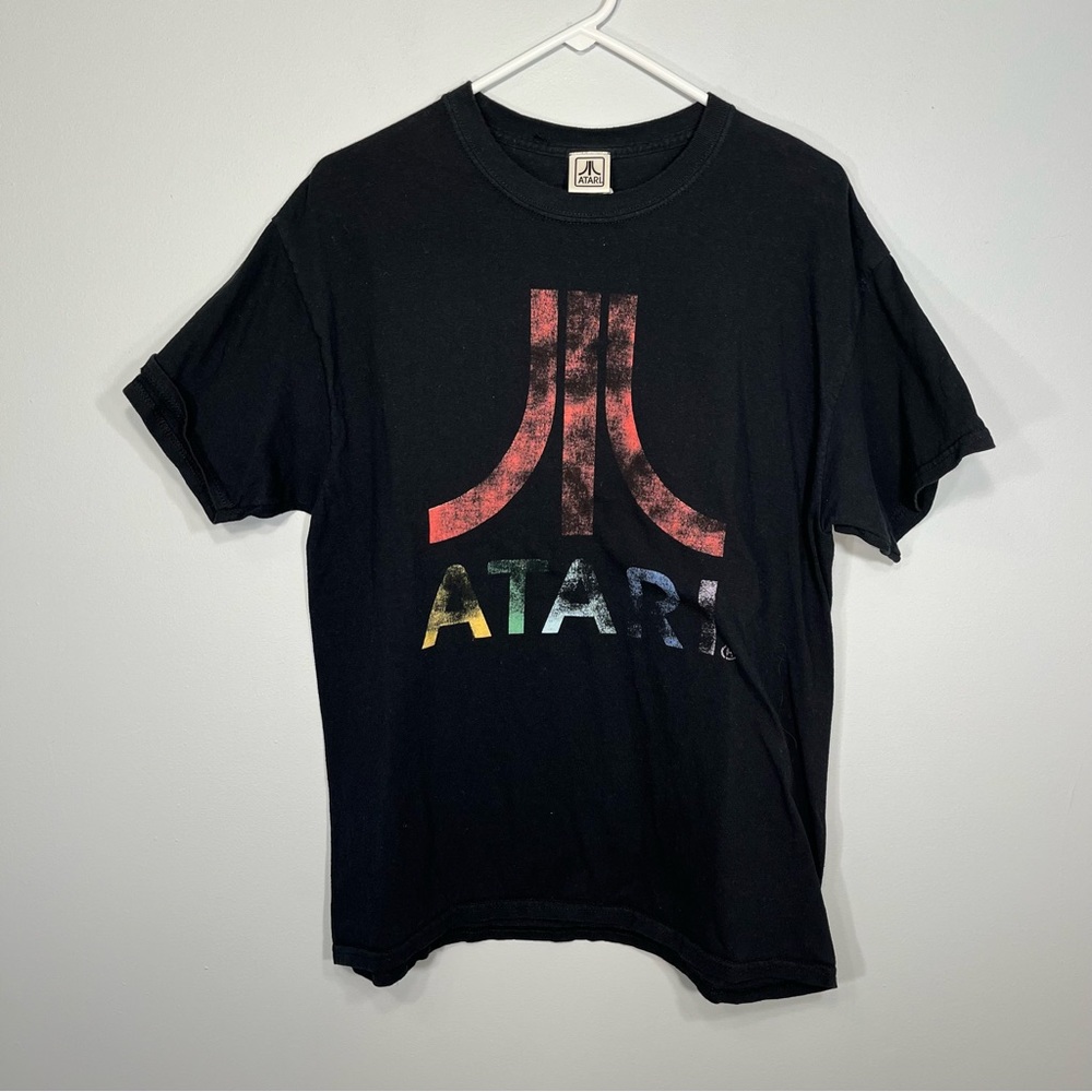 Atari Shirt Adult Large Black Logo Spell Out Outdoors Streetwear Casual Mens
